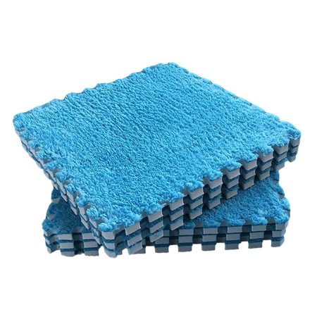 Covorase de joaca - Set 10 Piese Covor tip Puzzle, Flippy, Spuma EVA, Pufos, 30 x 30 x 1 cm, Albastru