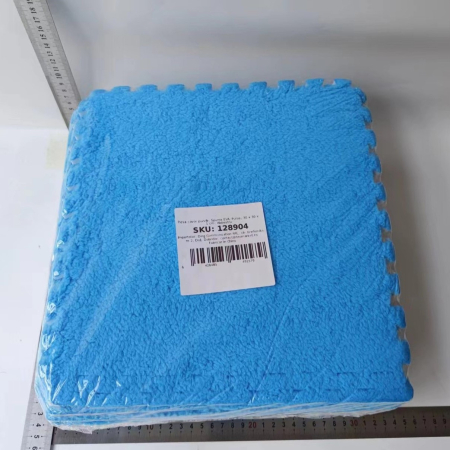 Set 10 Piese Covor tip Puzzle, Flippy, Spuma EVA, Pufos, 30 x 30 x 1 cm, Albastru [2]