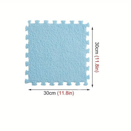 Set 10 Piese Covor tip Puzzle, Flippy, Spuma EVA, Pufos, 30 x 30 x 1 cm, Baby Blue [2]