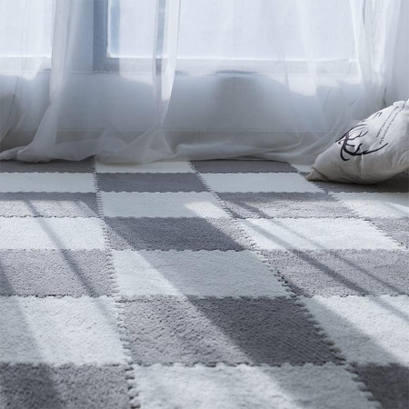 Set 10 Piese Covor tip Puzzle, Flippy, Spuma EVA, Pufos, 30 x 30 x 1 cm, Gri [2]