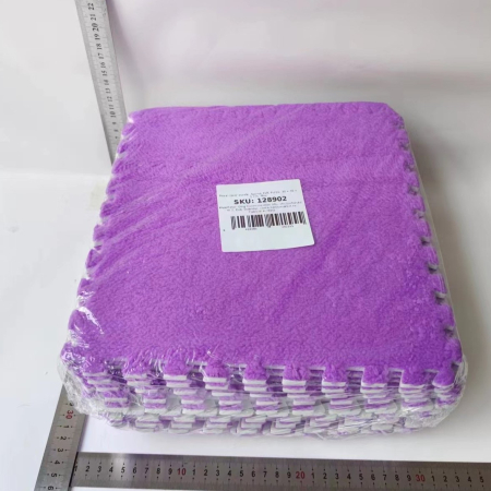 Set 10 Piese Covor tip Puzzle, Flippy, Spuma EVA, Pufos, 30 x 30 x 1 cm, Mov [4]