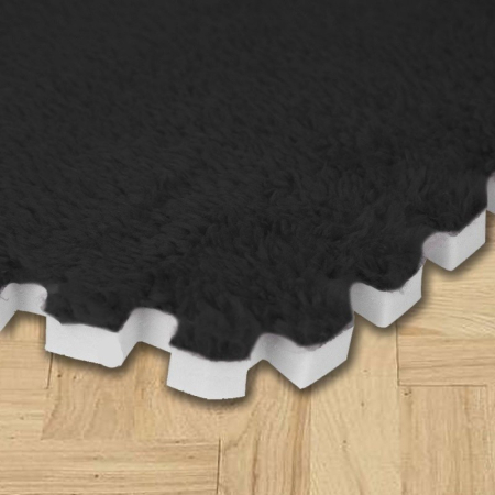 Set 10 Piese Covor tip Puzzle, Flippy, Spuma EVA, Pufos, 30 x 30 x 1 cm, Negru [12]