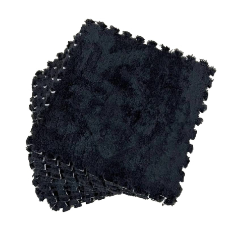 Covorase de joaca - Set 10 Piese Covor tip Puzzle, Flippy, Spuma EVA, Pufos, 30 x 30 x 1 cm, Negru