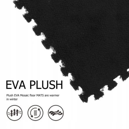 Set 10 Piese Covor tip Puzzle, Flippy, Spuma EVA, Pufos, 30 x 30 x 1 cm, Negru [10]