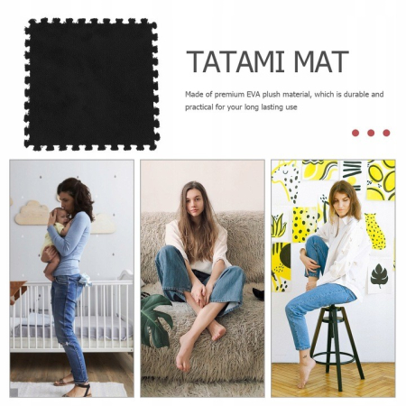 Set 10 Piese Covor tip Puzzle, Flippy, Spuma EVA, Pufos, 30 x 30 x 1 cm, Negru [9]