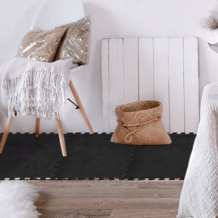 Set 10 Piese Covor tip Puzzle, Flippy, Spuma EVA, Pufos, 30 x 30 x 1 cm, Negru [8]