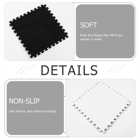 Set 10 Piese Covor tip Puzzle, Flippy, Spuma EVA, Pufos, 30 x 30 x 1 cm, Negru [6]