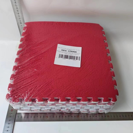 Set 10 Piese Covor tip Puzzle, Flippy, Spuma EVA, Pufos, 30 x 30 x 1 cm, Rosu [1]