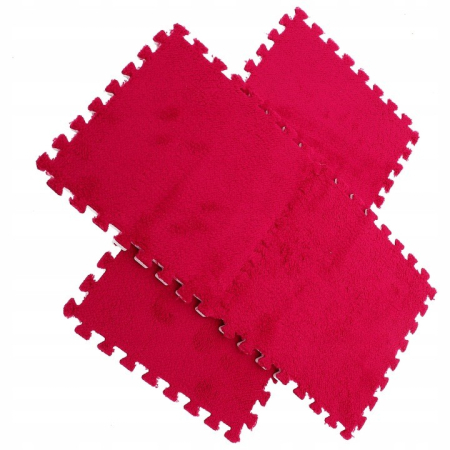 Set 10 Piese Covor tip Puzzle, Flippy, Spuma EVA, Pufos, 30 x 30 x 1 cm, Rosu [2]