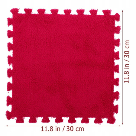 Set 10 Piese Covor tip Puzzle, Flippy, Spuma EVA, Pufos, 30 x 30 x 1 cm, Rosu [8]