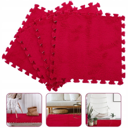 Set 10 Piese Covor tip Puzzle, Flippy, Spuma EVA, Pufos, 30 x 30 x 1 cm, Rosu [6]