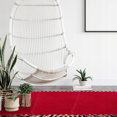 Set 10 Piese Covor tip Puzzle, Flippy, Spuma EVA, Pufos, 30 x 30 x 1 cm, Rosu [3]