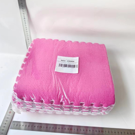 Set 10 Piese Covor tip Puzzle, Flippy, Spuma EVA, Pufos, 30 x 30 x 1 cm, Roz [6]