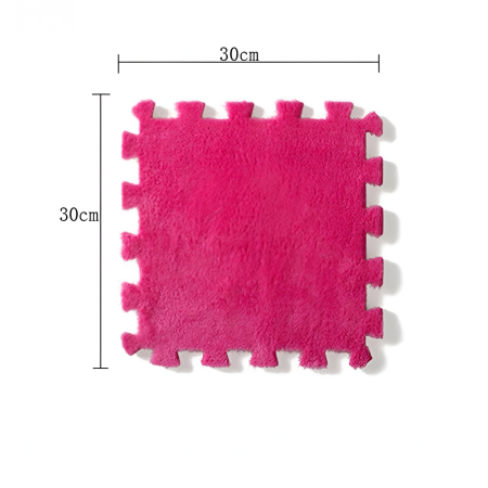 Set 10 Piese Covor tip Puzzle, Flippy, Spuma EVA, Pufos, 30 x 30 x 1 cm, Roz [2]