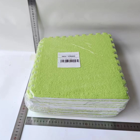 Set 10 Piese Covor tip Puzzle, Flippy, Spuma EVA, Pufos, 30 x 30 x 1 cm, Verde [3]