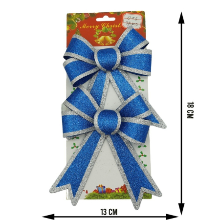 Set 2 fundite pentru brad, Albastre, cu margini argintii, 13 x 18 cm, PVC, Flippy [5]