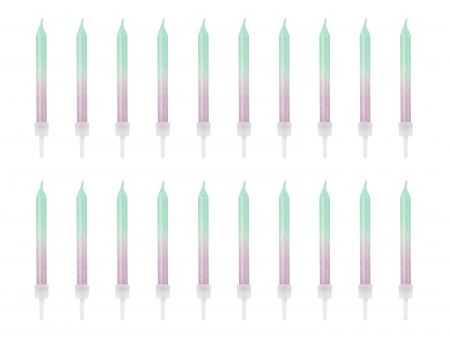 Lumanari - Set 20 Lumânări tort ombre albastru-mov, 6cm