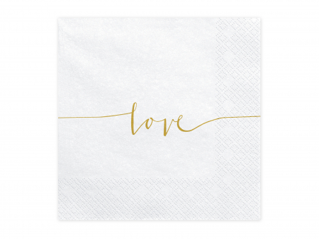 ARTICOLE DE PETRECERE - Set 20 servetele Love, aurii, 33x33cm