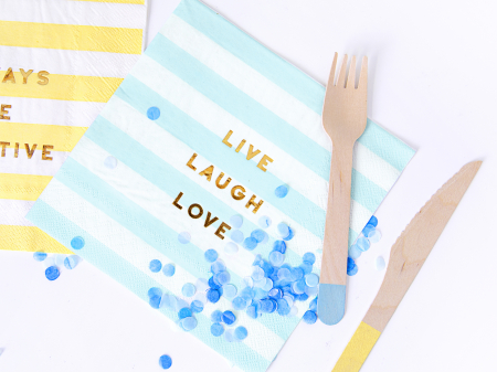 Set 20 servetele Yummy - Live Laugh Love, albastre deschis, 33x33cm [2]