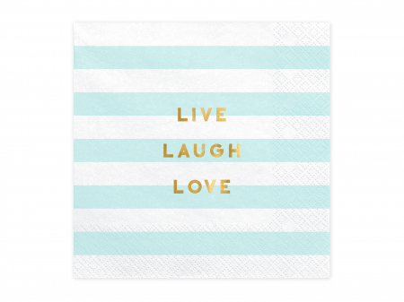 Servetele - Set 20 servetele Yummy - Live Laugh Love, albastre deschis, 33x33cm