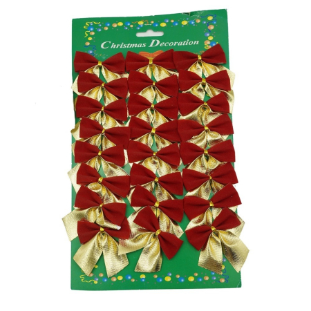 Craciun - Set 24 fundite pentru brad, Rosii-Aurii , 5 x 6 cm, din poliester, Flippy