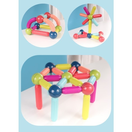 Set 25 piese magnetice de constructie, Flippy, Forme geometrice, Multicolor [3]