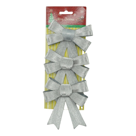Ornamente Brad - Set 3 fundite pentru brad, Argintii, 10 x 11 cm, din poliester, Flippy