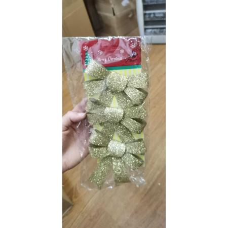 Set 3 fundite pentru brad, Argintii, cu sclipici, 10 x 11 cm, din poliester, Flippy [7]