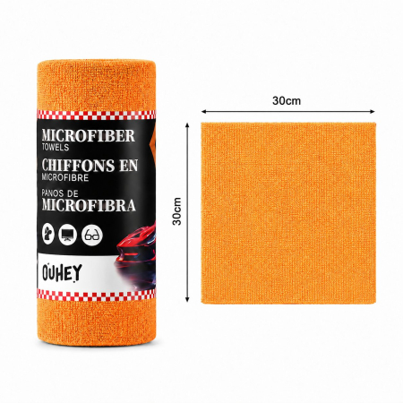 Accesorii Auto - Set 30 Lavete din Microfibra, Flippy, pentru Curatare Auto si Suprafete, Absorbante si Reutilizabile, 30 x 30 cm, Portocaliu