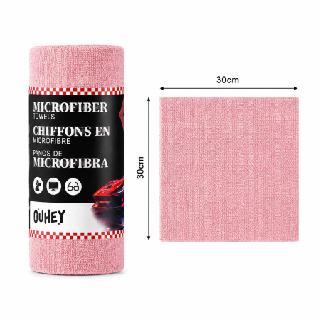 Accesorii Auto - Set 30 Lavete din Microfibra, Flippy, pentru Curatare Auto si Suprafete, Absorbante si Reutilizabile, 30 x 30 cm, Roz
