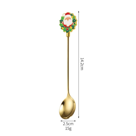 Set 4 Lingurite, Flippy, Tema Craciun, Model Carry The Merry, 4 Modele, din Otel Inoxidabil, 19.5 x 16 x 2 cm, Multicolor [5]
