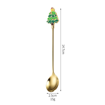Set 4 Lingurite, Flippy, Tema Craciun, Model Carry The Merry, 4 Modele, din Otel Inoxidabil, 19.5 x 16 x 2 cm, Multicolor [7]