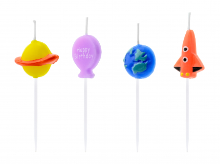 Lumanari - Set 4 Lumânări tort Spațiu, mix, 2-3cm
