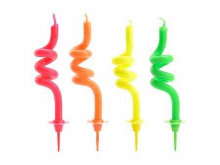Lumanari - Set 4 lumânări tort spirala, mix, 8cm