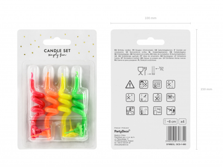Set 4 lumânări tort spirala, mix, 8cm [2]