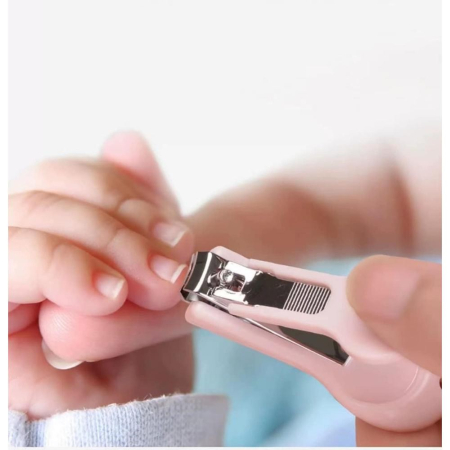 Set 4 Piese Ingrijire Unghii Bebelusi, Flippy, din ABS+Otel Inoxidabil, Cutie de Depozitare Tip Bufnita, de la 0 Luni, 11.5 x 5 x 11.5 cm, Roz [4]