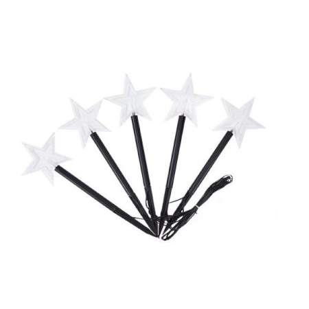 Craciun - Set 5 Lampi LED cu baterii, de exterior Model Stea, pentru gradina, Flippy, 35.5 cm, Alb Cald