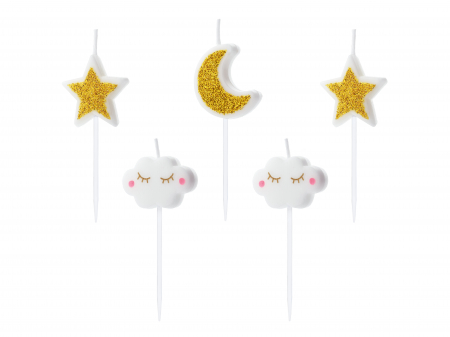 Lumanari - Set 5 Lumânări tort Stele Mici, mix, 2-3cm