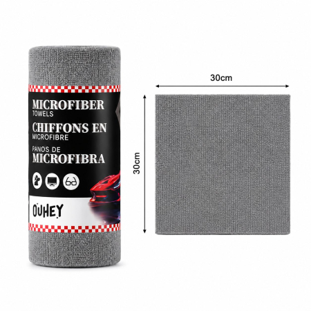 Accesorii Auto - Set 50 Lavete din Microfibra, Flippy, pentru Curatare Auto si Suprafete, Absorbante si Reutilizabile, 30 x 30 cm, Gri
