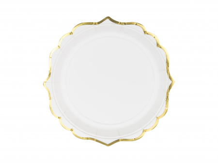 Petrecere Majorat - Set 6 Farfurii Albe cu Margine Aurie 19 cm
