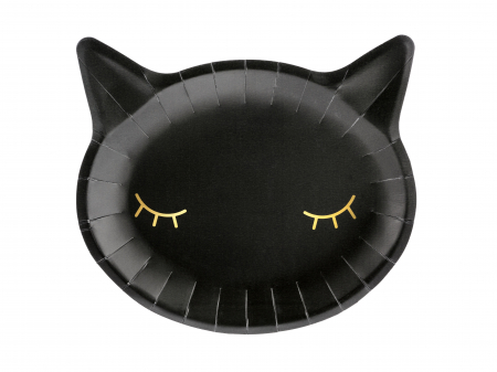 Petrecere Halloween - Set 6 Farfurii Pisica, 22 x 20 cm