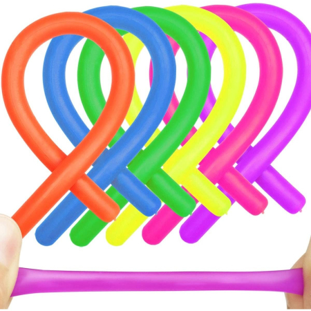 Set 6 Jucarie senzoriala superelastica 26cm-2m lungime, antistres, colorata Stretchy string fidget, Flippy, Multicolor [4]