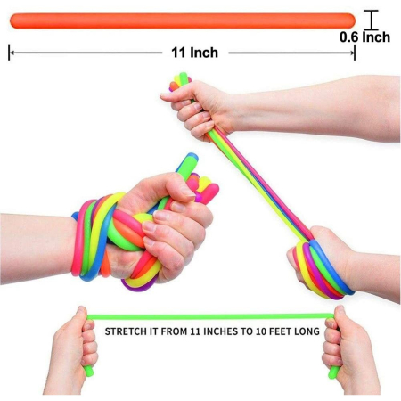 Set 6 Jucarie senzoriala superelastica 26cm-2m lungime, antistres, colorata Stretchy string fidget, Flippy, Multicolor [5]