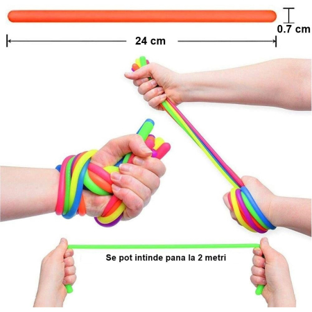 Set 6 Jucarie senzoriala superelastica 26cm-2m lungime, antistres, colorata Stretchy string fidget, Flippy, Multicolor [1]