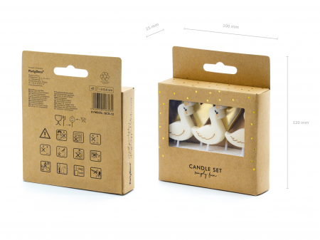 Set 6 Lumânări tort Lebede, mix, 3.5-4cm [2]