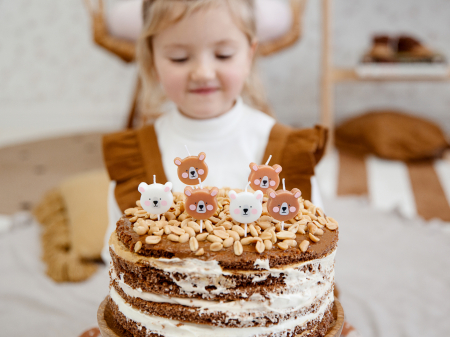 Set 6 Lumânări tort Urs, mix, 3cm [1]