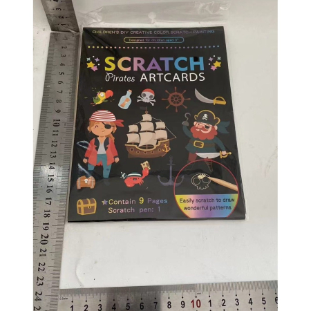Set 9 Planse Razuibile, Flippy, Scratch ArtCards, +3 Ani, de Razuit si de Colorat, 19 x 14 cm, Model Pirati, Multicolor [7]