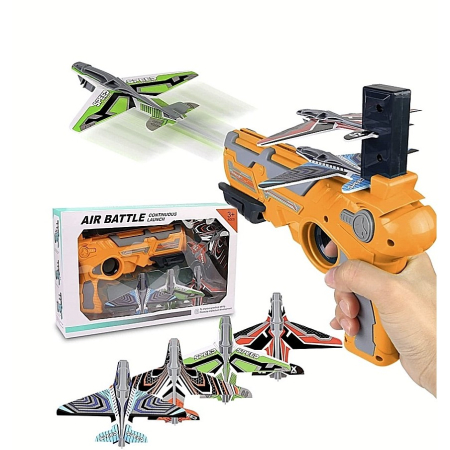 Set Arma de jucarie tip lansator de avioane, Air Battle, Portocaliu [3]