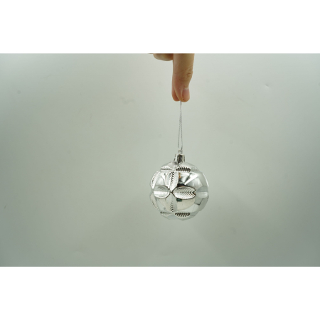 Set de 12 ornamente de brad, Flippy, de tip Glob, Argintiu, din plastic, cu finisaj sclipitor , cutie  6  cm adancime x 30  cm inaltime x 18  cm lungime) [3]