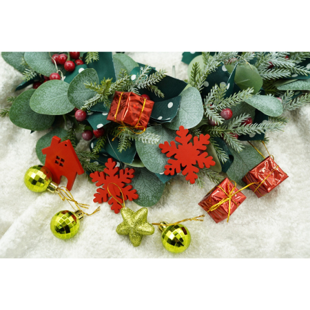 Set de 24 ornamente de brad, Flippy, de tip Glob, Rosu/ Auriu, din polistiren, cu finisaj sclipitor , cutie  3  cm adancime x 20  cm lungime x 14  cm inaltime [2]